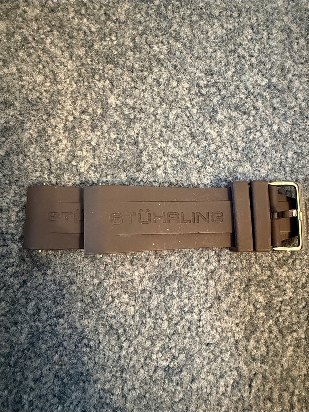 Stuhrling Original Navy Silicone Watch Strap with Silver Buckle